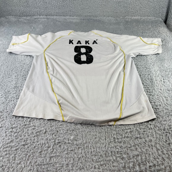 Real Madrid Kaka 8 Soccer Jersey White Adidas Short Sleeve Boys Size Medium - Picture 6 of 8